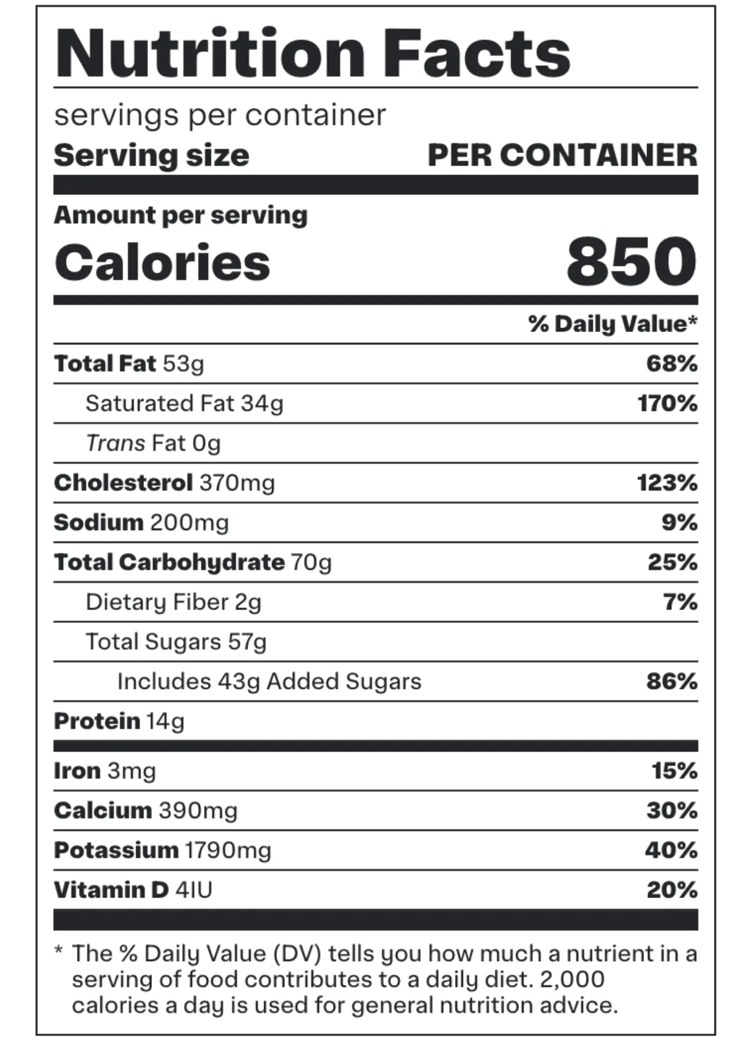 Nutrition Facts for Grass-Fed Chocolate Ice Cream