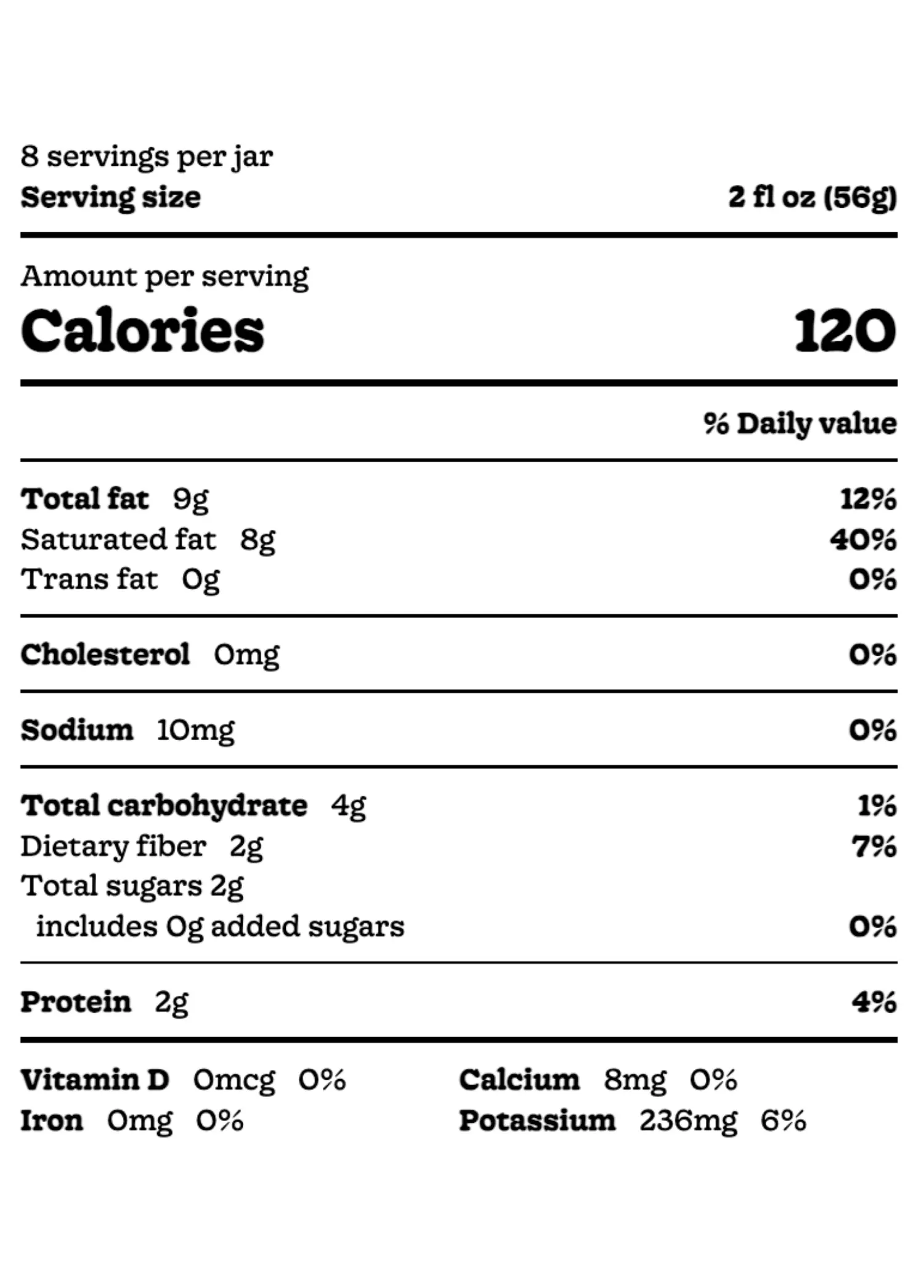 Nutrition Facts for Organic Original Probiotic Coconut Yogurt