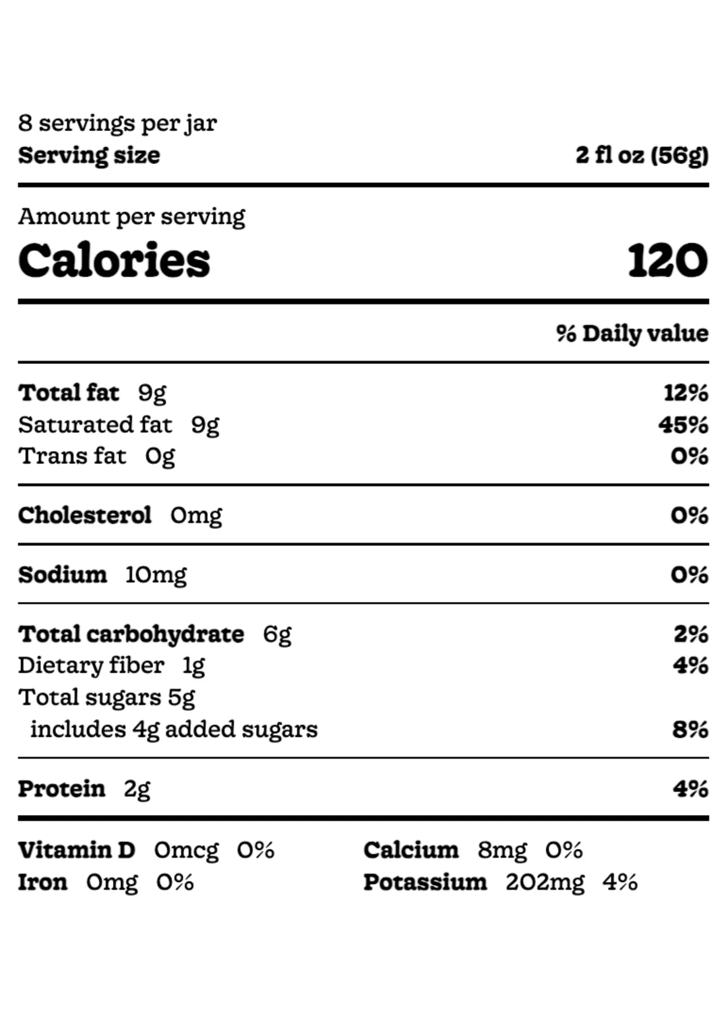 Nutrition Facts for Organic Strawberry Probiotic Coconut Yogurt