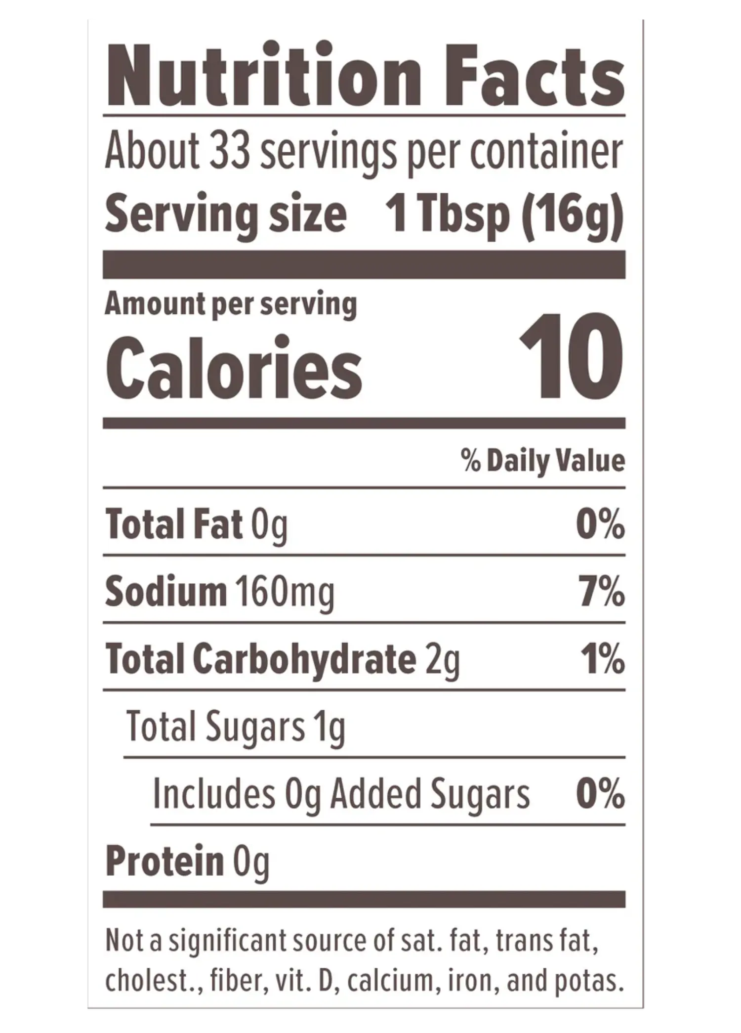 Nutrition Facts for Organic Tomato Ketchup