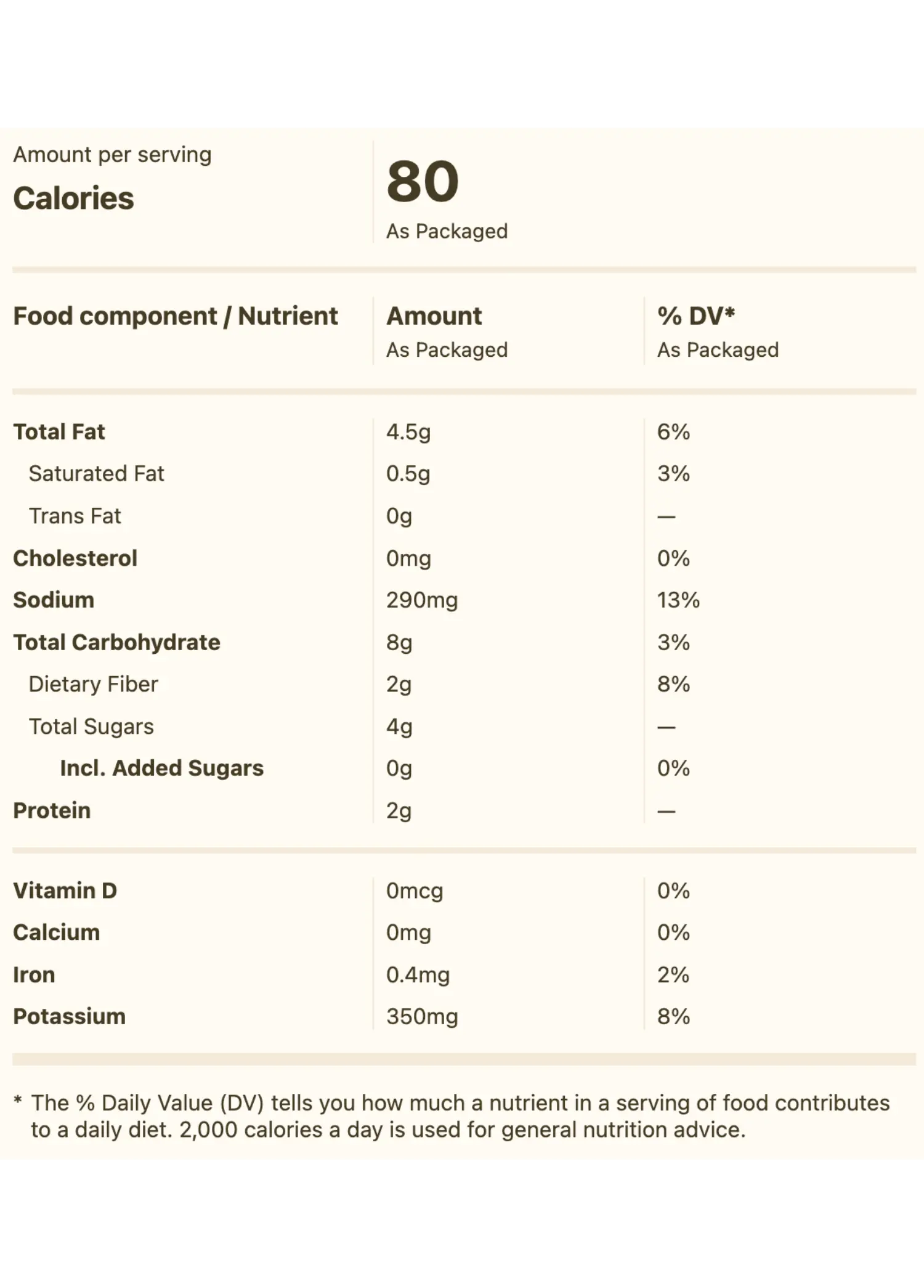 Nutrition Facts for Organic Italian Herb Pasta Sauce