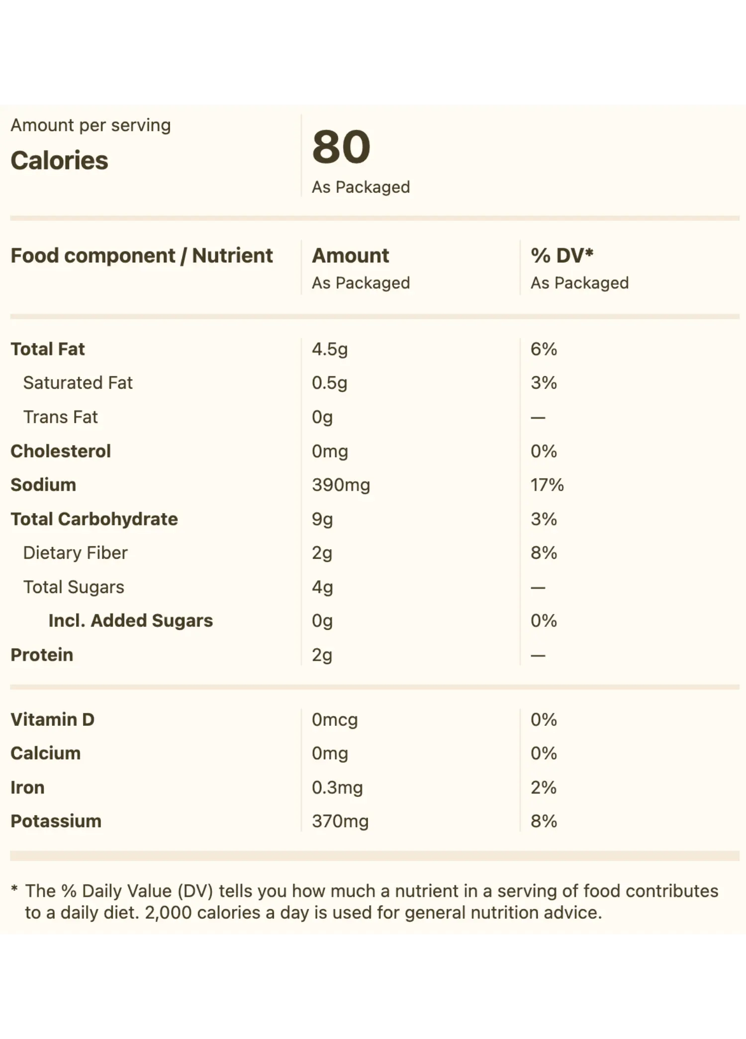 Nutrition Facts for Organic Marinara Sauce