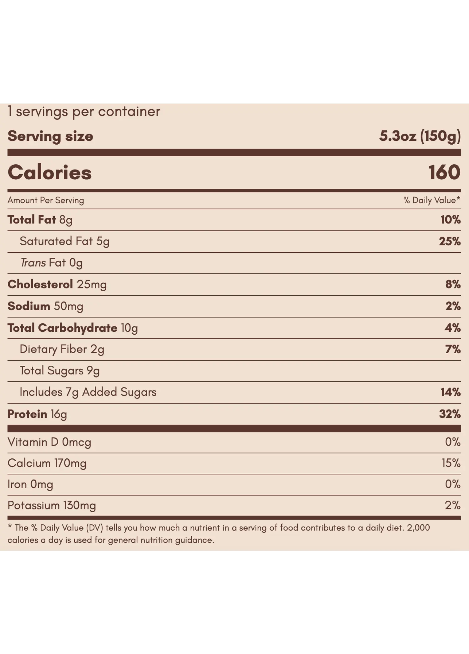 Nutrition Facts for Organic Peach Skyr Yogurt