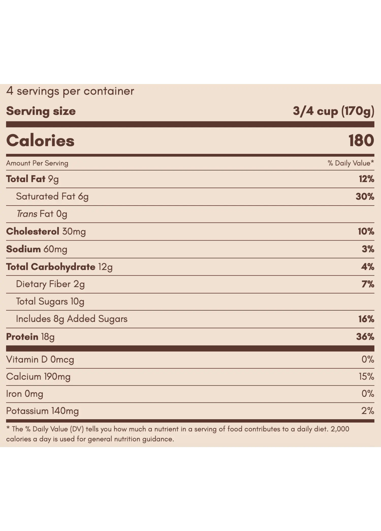 Nutrition Facts for Organic Vanilla Skyr Yogurt