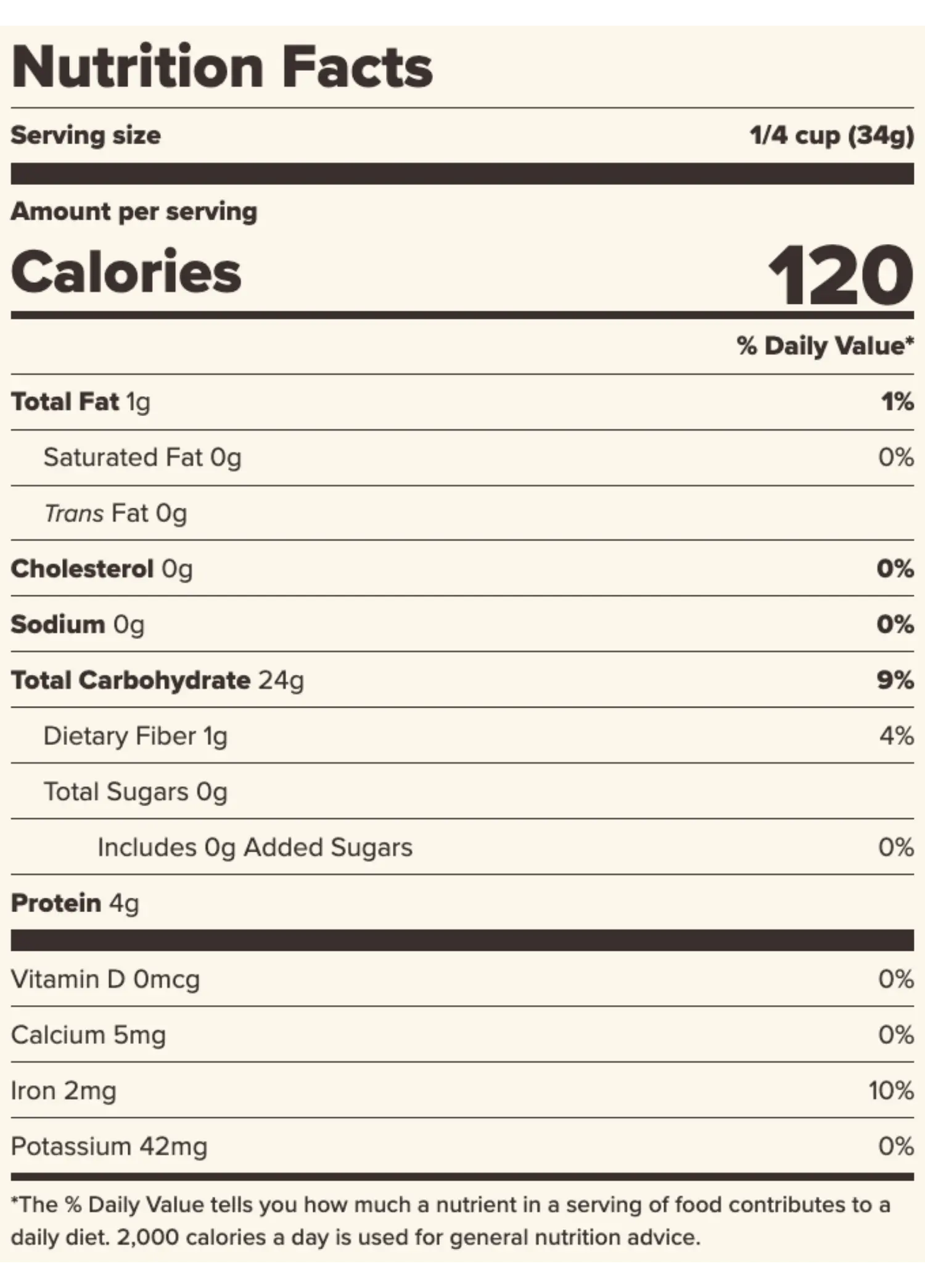 Nutrition Facts for Organic All Purpose Flour