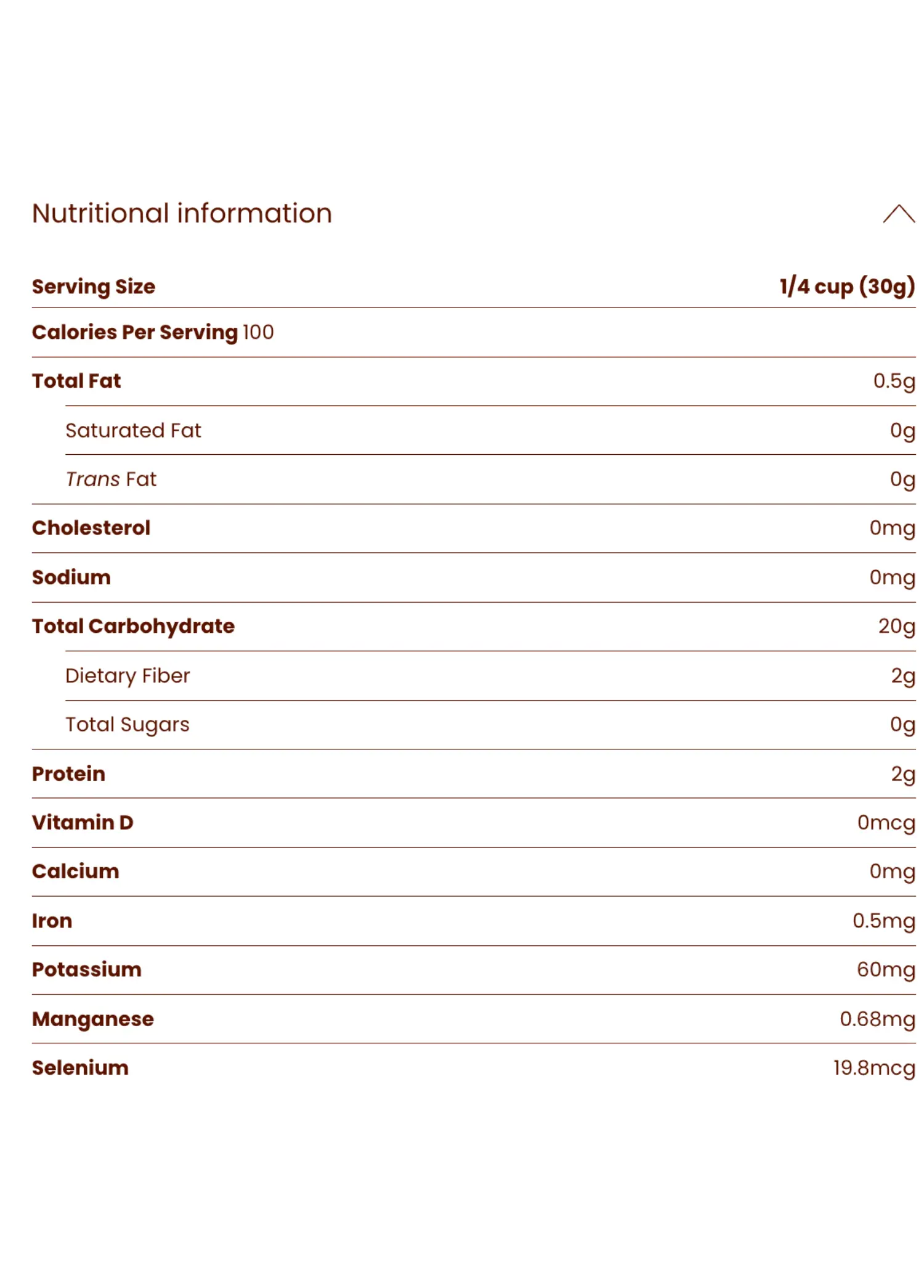 Nutrition Facts for Organic All Purpose Einkorn Flour