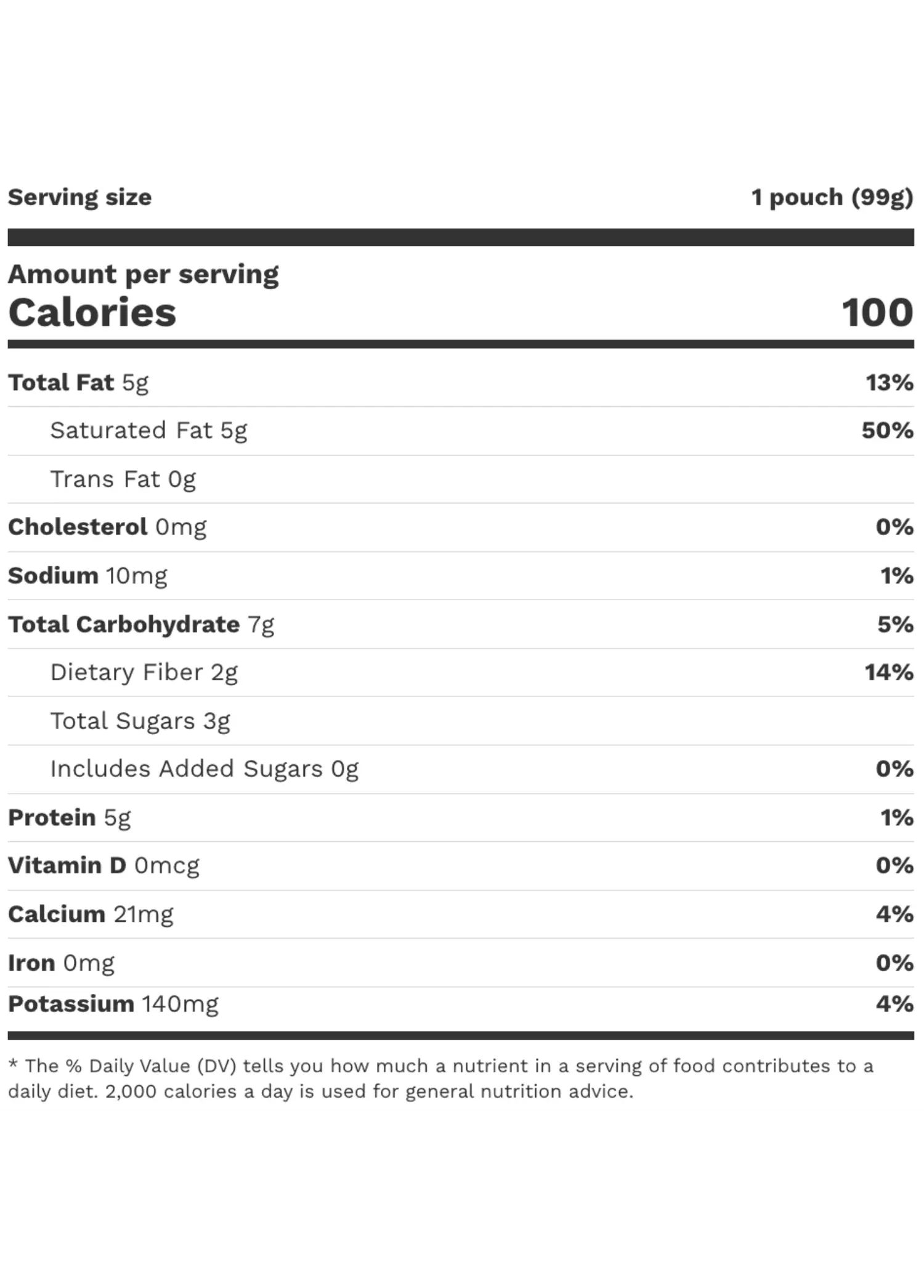 Nutrition Facts for Organic Berry Butternut Smoothie with Grass Fed Collagen