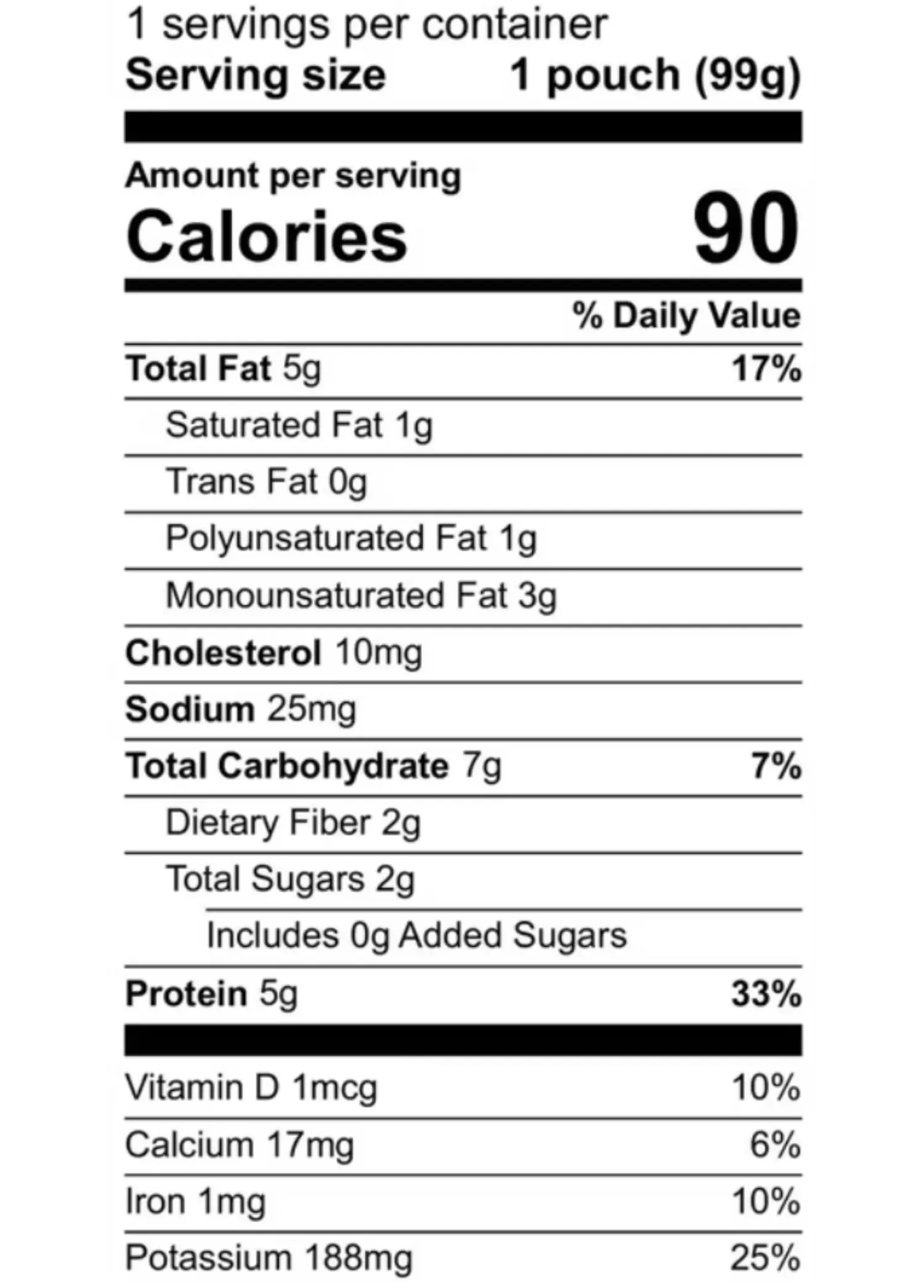 Nutrition Facts for Wild Caught Salmon with Organic Butternut Squash & Beet Pouch