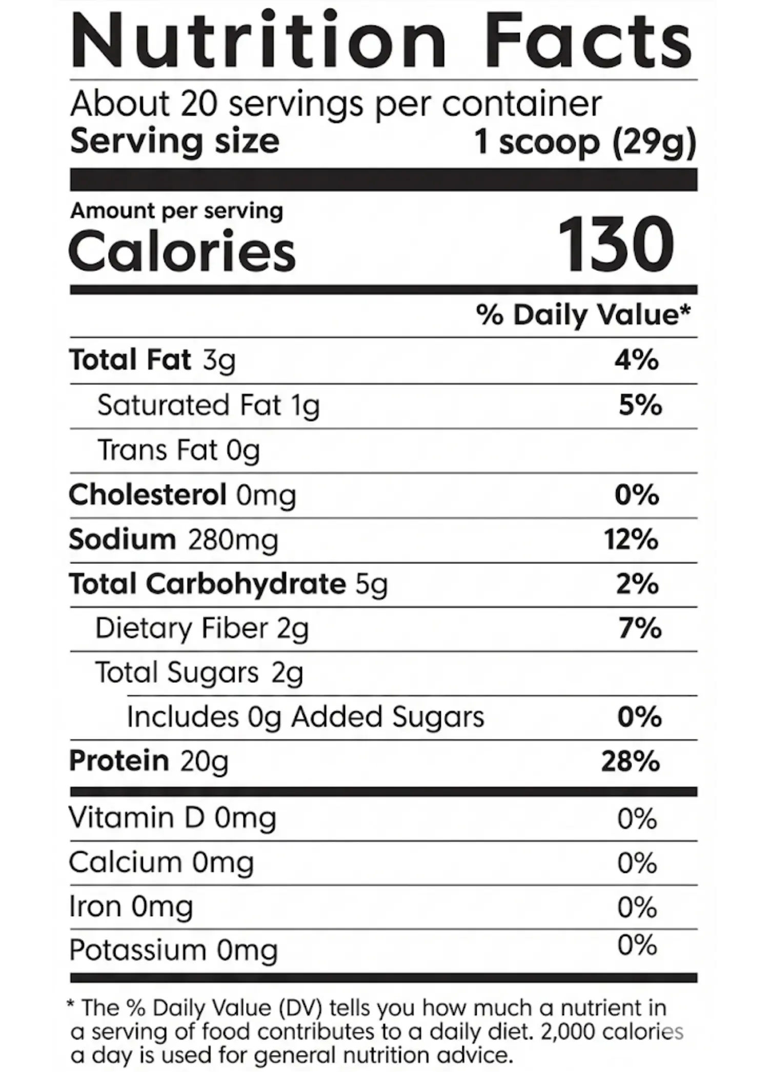 Nutrition Facts for Organic Vanilla Plant Protein Powder