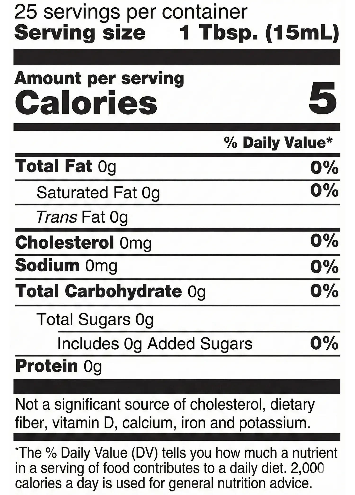 Nutrition Facts for Organic White Wine Vinegar